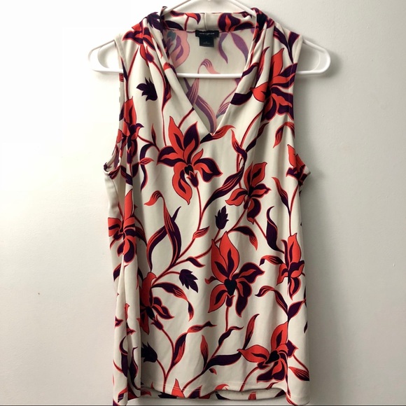 Ann Taylor orange leaf print top - Picture 1 of 5